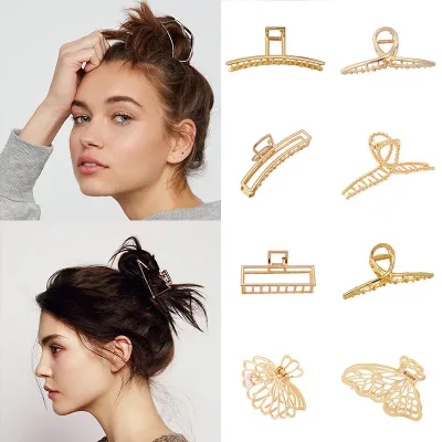 2025 New Elegant Big Hair Claw Clips for Women Metal Hollow Geometric Headband Hairpin Crab Hair Clip Fashion Hair Acces