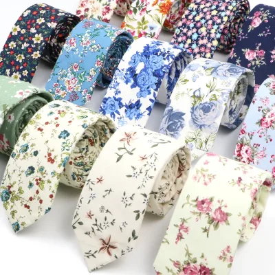 Floral Paisley Cotton Skinny Tie for Men and Women