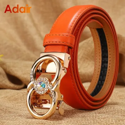 New Female Belt Candy Color Luxury Famous Brand Designer Belts Women High Quality Automatic Buckle Cowhide Leather Dress