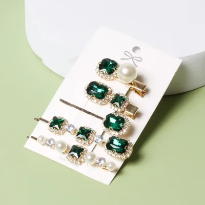 5-Piece Crystal Pearl Hair Clips