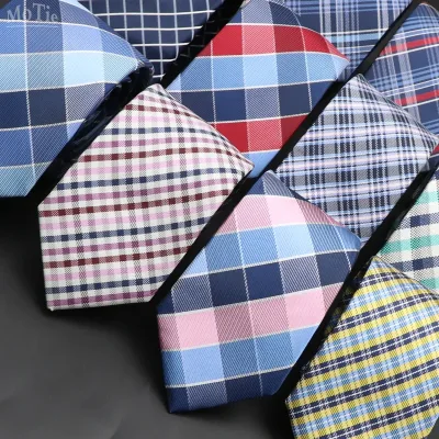 New Jacquard Woven Neck Tie For Men Classic Plaid Ties Polyester Necktie Wedding Business Party Formal Neck Suit Tie Acc