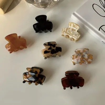 1Pcs Sweet Small Mini Hair Claw Clip For Women Tortoiseshell Mutiple Barrette Acrylic Geometric Hairpin Acetate Hair Acc