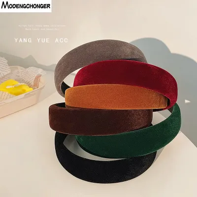 Winter Thick Black Headbands for Women Velvet Sponge Hairband Girls Wide Hair Bezel  Elasticity Padded Headwear Hair Acc