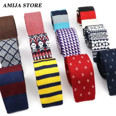 Fashion Men's Colourful Tie Floral Knit Knitted Tie Necktie Print Striped Narrow Slim Skinny Woven Plain Cravate Narrow 