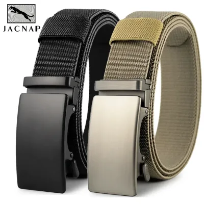 New Golf Sports Elastic Belt Metal Automatic Buckle Tough Stretch Nylon Men's Military Tactical Belt 115-135CM Big Size 