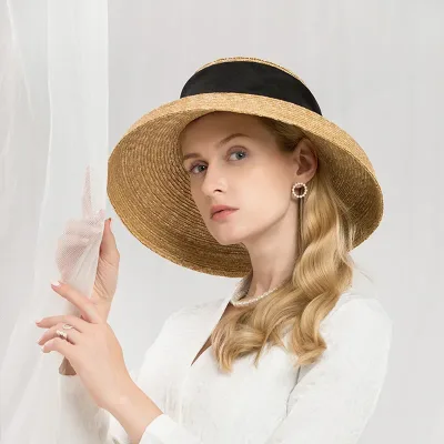 Women's Bell-Shaped Wide-Brim Straw Hat