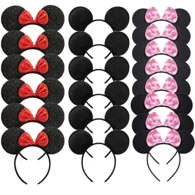 Mouse Ears Headbands Party Cosplay Bows Hairband 12-Pack Wholesale