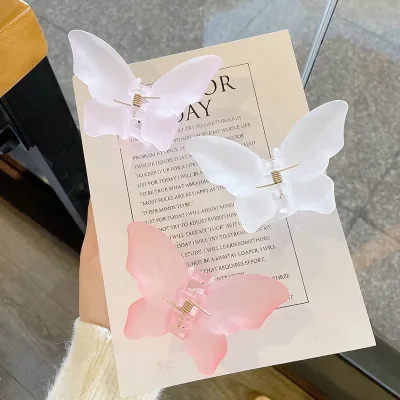 Matte Transparent Butterfly Hair Claw Clip Ponytail Holder