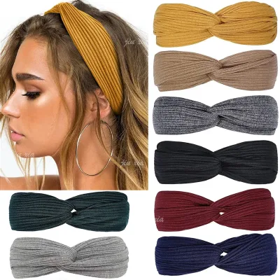 Vintage Suede Soft Cross Knot Elastic Headband for Women Girls Summer Soild Color Turban Bandanas Hair Bands Hair Access
