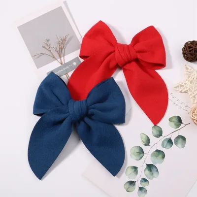 Cotton Hair Bows with Safety Pins, 5 Inch, 20 Colours