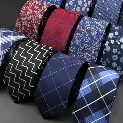 New Men Ties Solid Color Stripe Print Floral 6cm Jacquard Business Neckties Narrow Skinny Tie Wedding Prom Daily Wear Ac