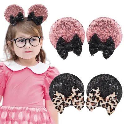 4x Sequin Mouse Ears Hair Clips