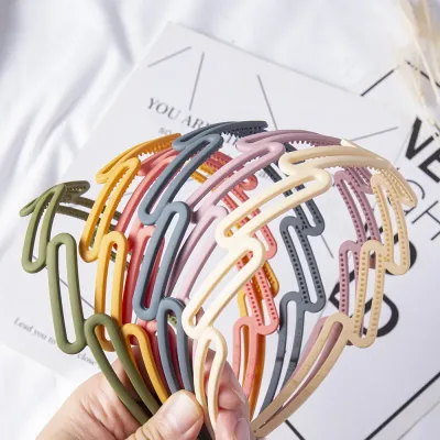 Solid Color Women Wave Hollow Geometric Plastic Hairband Snon-slip Outdoor Headband Hair Hoop Fashion Hair Accessories H
