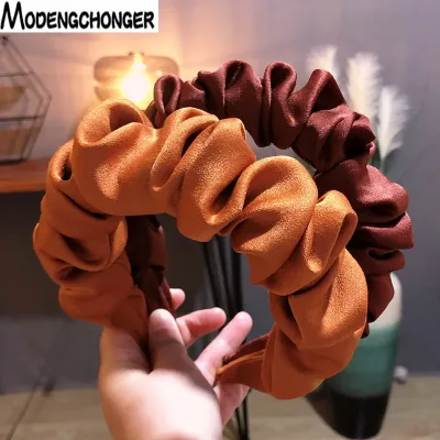 New Fashion Spring Hairband Women Individuality Pleated Headband Fresh Solid Hair Band Adult Hundred Matching Hair Acces