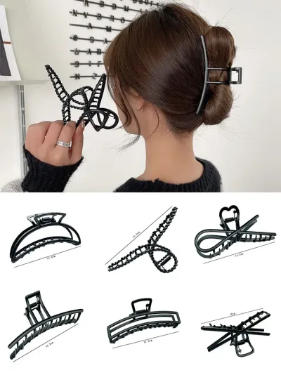 Simple black Claw Crab Elegant Girls metal grabbing clip  headdress female Ponytail Claw Clip Hair Jewelry Ornament  acc
