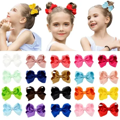3/4/6/8 inch Colorful Grosgrain Ribbon Hair Bows Clips For Baby Girls Handmade Hairpins Barrettes Headwear Kids Hair Acc