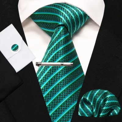 Green Black Plaid Tie Set