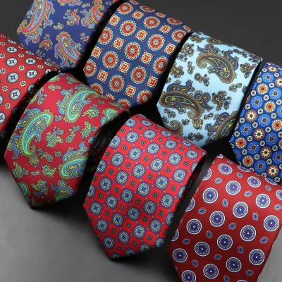 Bohemian Paisley Floral Skinny Silk Polyester Tie Men Daily Wear