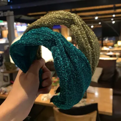 2025 Solid Color Shiny Velvet Cross Headbands Hair Bands For Party Handmade Luxury Flannel Hair Accessories Headwear Hea