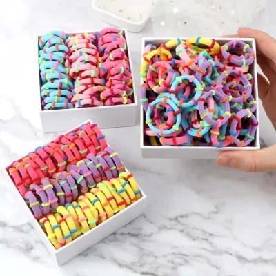 50/100Pcs/Lot Children Hair Bands Accessories Girl Candy Color Hair Ties Colorful Simple Rubber Band Ponytail Elastic Sc