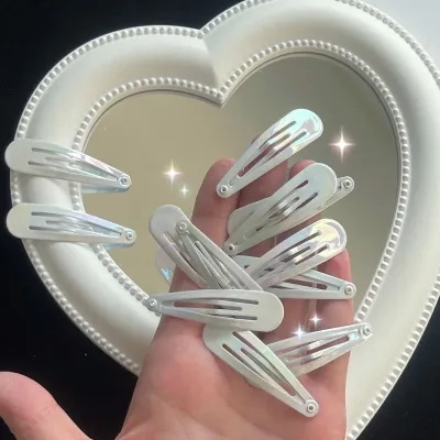 10pcs/pack New Fashion Aurora white Water Drop Shaped Bobby Pins Korean Style Laser Shining Hairpins Hair Grips Side Hai