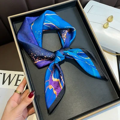 Pure Silk 2026 Fashion Square Headscarf Satin Print Foulard Hijab