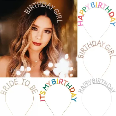 Birthday Rhinestone Crowns Hair Bands for Women Girls Children Gifts Headband Party Decoration Happy Birthday Head Acces