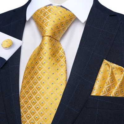 Gold Plaid Silk Tie Set