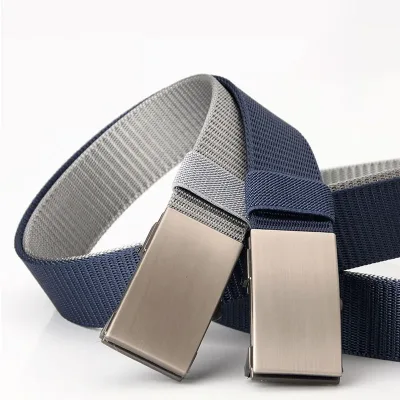 3.5cm Canvas Men's Belt Fashion Alloy Automatic Buckle Outdoor Sports Breathable Cutable Casual Woven Belt Men Wholesale