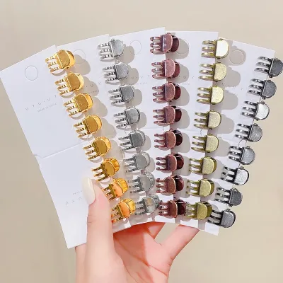Mini Metal Hair Claw Clips Gold Silver Bronze 5-Pack Vintage Sweet