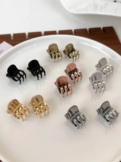 Womens Vintage Gold Silver Bronze Metal Small Hair Claws Girl Sweet Mini Bangs Clip Hair Clips Hairpins Fashion Hair Acc