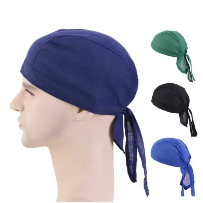 Cotton Durag Unisex Breathable Bandana Headwrap Pirate Hat Solid