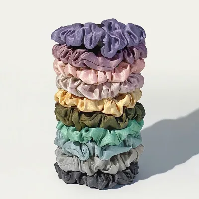 10pcs/pack Women Colorful Skinny Elastic Hair Band Solid Color Satin Scrunchies 6.5cm Small Hair Rope Simple Head Band H