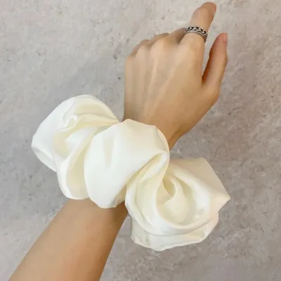 Fashion Oversized Silk Scrunchies for Women Korean Chiffon Elastic Hair Ties Ponytail Holder Headwear Chouchou Cheveux F