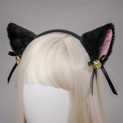 Beautiful Masquerade Halloween Cat Ears Headwear Cosplay Cat Ear Anime Party Costume Bell Headwear Headband Hair Accesso