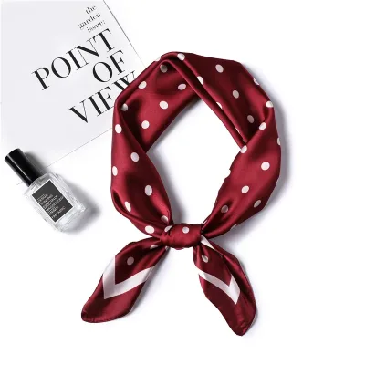 70*70cm Polka Dot Bandana Headband Neckerchief Hijab Scarf for Women Silk Satin Hair Scarf kerchief Neck Scarves For Lad