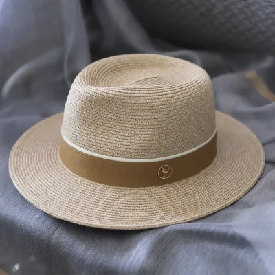 Designer New Natural Panama Soft Shaped Straw Hat Summer Women/Men Wide Brim Beach Sun Cap UV Protection Fedora Birthday