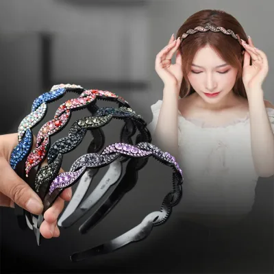 Hairband Non-slip Bezel Rhinestone Flower Ripple Crystal Hair Hoop Headband For Women Hair Band Girls Hair Accessories H