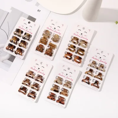 6PCS/Set Girls Hair Claws Leopard Print Hairpins Children Forwot Mini Hair Clips Sweet Hair Decorate Fashion Hair Access