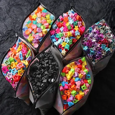 100-Pack Frosted Candy Colour Mini Ornament Hair Claw Clips