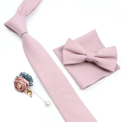 Bamboo Fibre Tie Brooch Set with Bow Tie and Lapel Pin