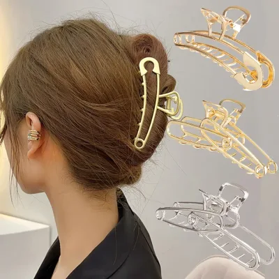 2022 New Women Pin Metal Hair Claw Elegant Gold Hollow Barrettes Vintage Hair Clips Headband Hairpin Hair Crab Hair Acce