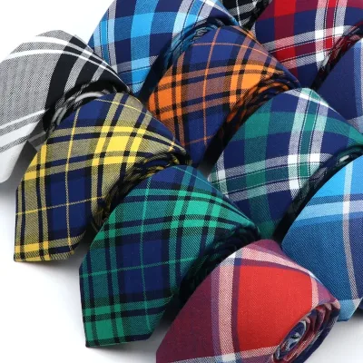 Cotton Plaid Ties For Men Women Casual Pink Green Groom Necktie For Wedding Party Boys Girls SuitsTie Skinny Necktie Gra
