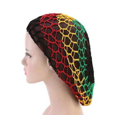 Women's Mesh Hair Net Crochet Cap Soft Rayon Snood Hair Net Colorful Crocheted Hair Net Lady Weaving Network Oversize Kn