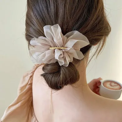 Chiffon Flower Spring Clip Ponytail Hair Pin Fairy Style