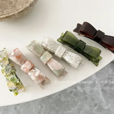 Korean version  new textured French three-dimensional bow head hairpin side clip spring clip hairpin hair accessories to