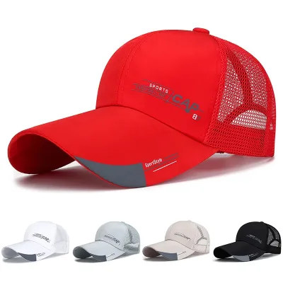 Mens Hat For Fish Outdoor Sports Cap Fashion Line Baseball Cap Mesh Breathable Snapback Hat Long Visor Brim Cap Bone Cas