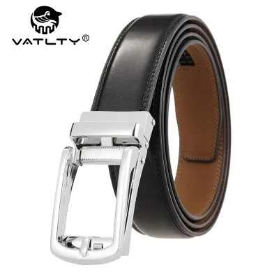 Men's Genuine Cowhide Leather Belt 31mm Alloy Automatic Buckle