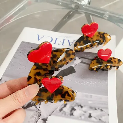 Creative color matching acetate hair clip sweet and cute girl love grab clip back head plate hair shark clip hair access