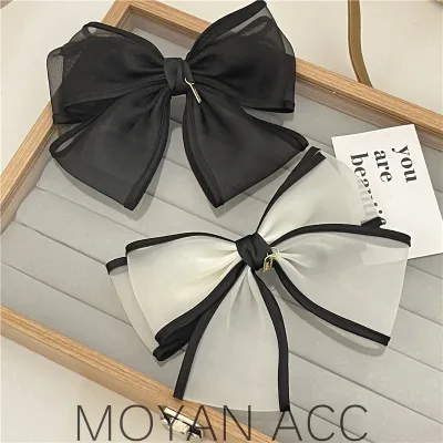 Net red explosion! Pure handmade mesh bow hair accessories top clip Korean super hot temperament hairpin all-match headw